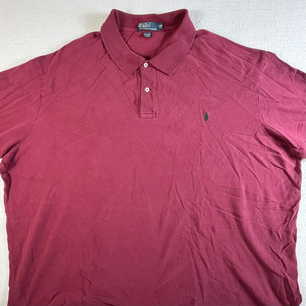 Polo Ralph Lauren Polo Shirt Mens 5XB Big Cotton Knit Maroon Casual Workwear VTG